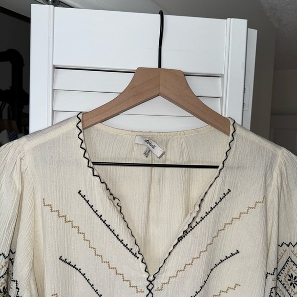 Madewell ‘Embroidered Peasant Top’ in Antique Cream - Picture 3 of 7
